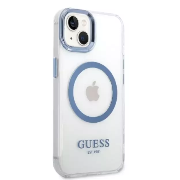 Guess Metal Outline MagSafe case for iPhone 14 Plus - blue 3