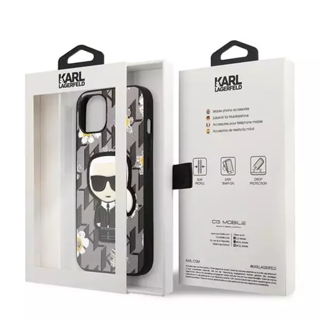 Karl Lagerfeld Flower Ikonik Karl case for iPhone 13 mini - gray 9