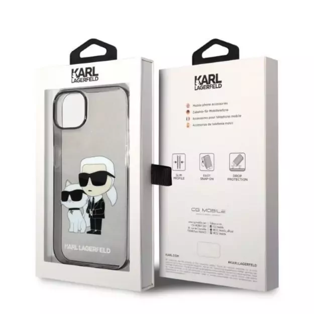 Karl Lagerfeld Glitter Karl&amp Choupette case for iPhone 14 Plus - black 14