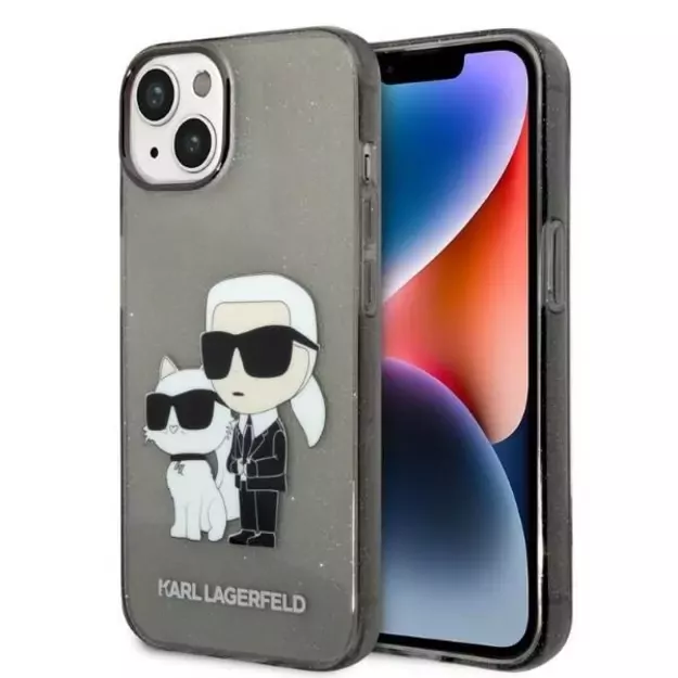 Karl Lagerfeld Glitter Karl&amp Choupette case for iPhone 14 Plus - black