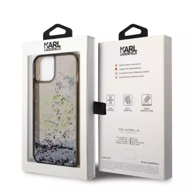 Karl Lagerfeld Liquid Glitter RSG case for iPhone 14 - black 7