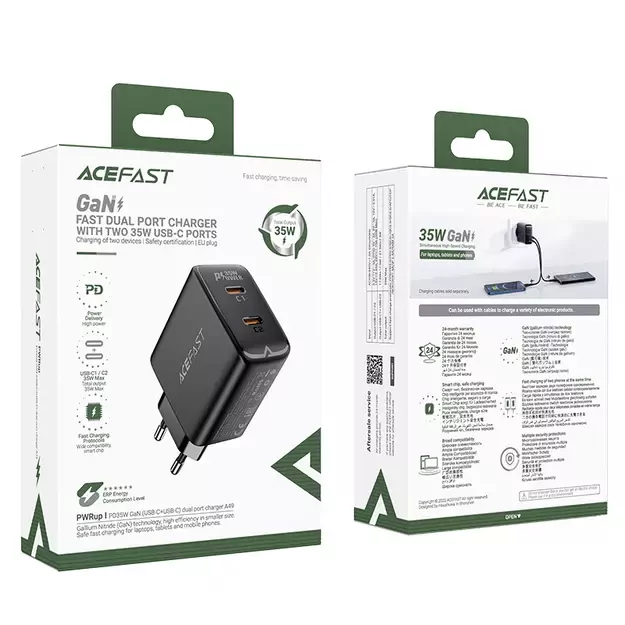 Fast charger GaN 35W PD 2x USB C Acefast A49 - black 14