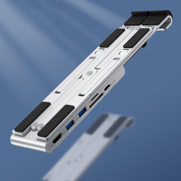 Choetech stand multifunctional station for laptop PD / USB-C HDMI (4K / 30Hz) / 2xUSB-A / 1xUSB-C / 1xSD / 1xTF black (HUB-M43) 2