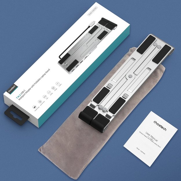 Choetech stand multifunctional station for laptop PD / USB-C HDMI (4K / 30Hz) / 2xUSB-A / 1xUSB-C / 1xSD / 1xTF black (HUB-M43) 4