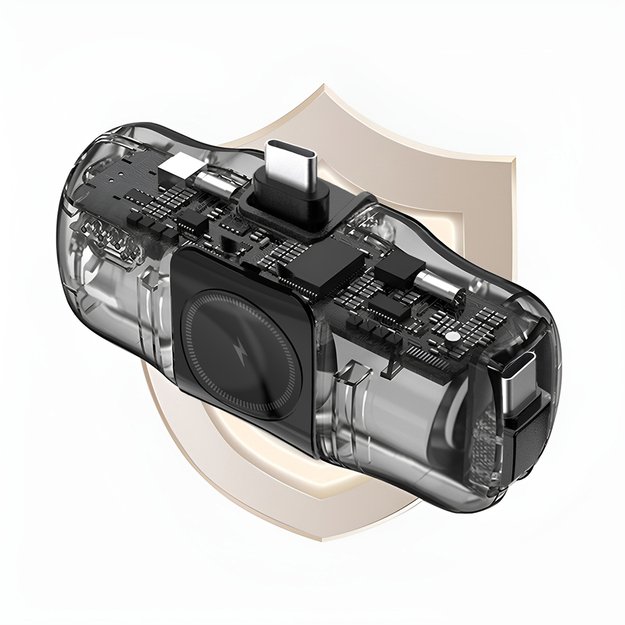 Wozinsky WF16-YCS 5000mAh 15W USB-C Mini Power Bank with Built-in USB-C Cable and Apple Watch Charger - Black 10