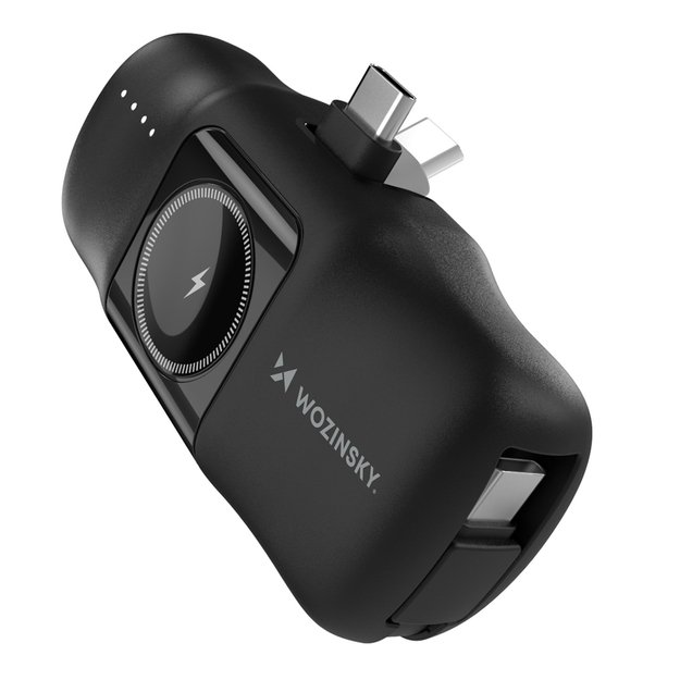 Wozinsky WF16-YCS 5000mAh 15W USB-C Mini Power Bank with Built-in USB-C Cable and Apple Watch Charger - Black 3