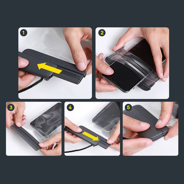 Baseus AquaGlide BS-PC029 case waterproof IPX8 with Slide Lock system - black 6