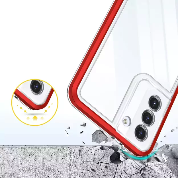 Clear 3in1 case for Samsung Galaxy S23 silicone cover with frame red 10