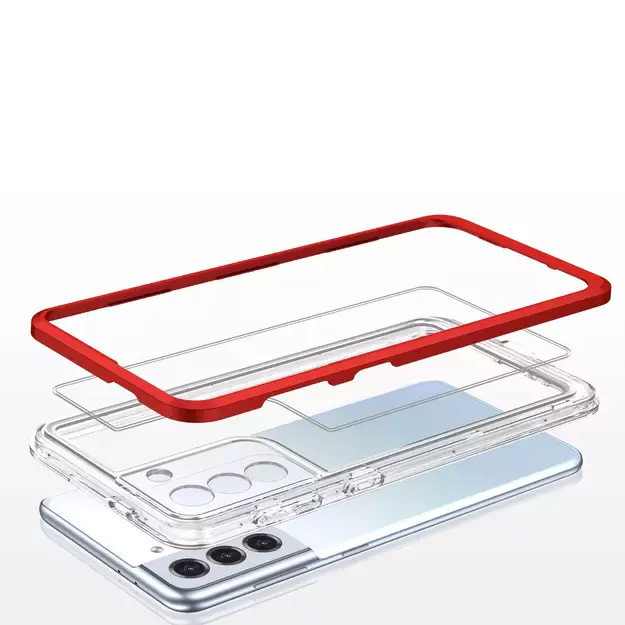 Clear 3in1 case for Samsung Galaxy S23 silicone cover with frame red 9