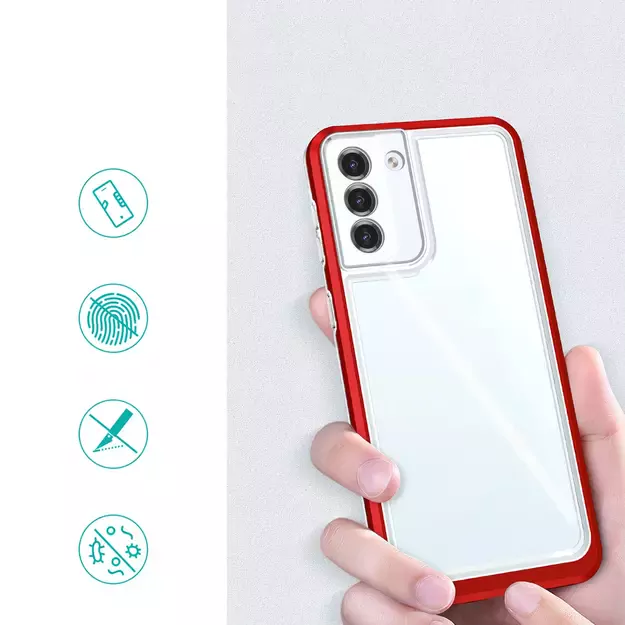 Clear 3in1 case for Samsung Galaxy S23 silicone cover with frame red 11