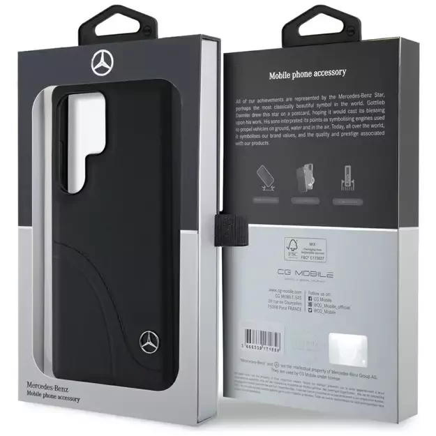 Mercedes Leather Curved Stitches Case for Samsung Galaxy S25 Ultra - Black 7