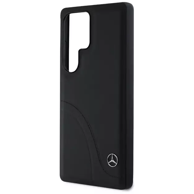 Mercedes Leather Curved Stitches Case for Samsung Galaxy S25 Ultra - Black 5
