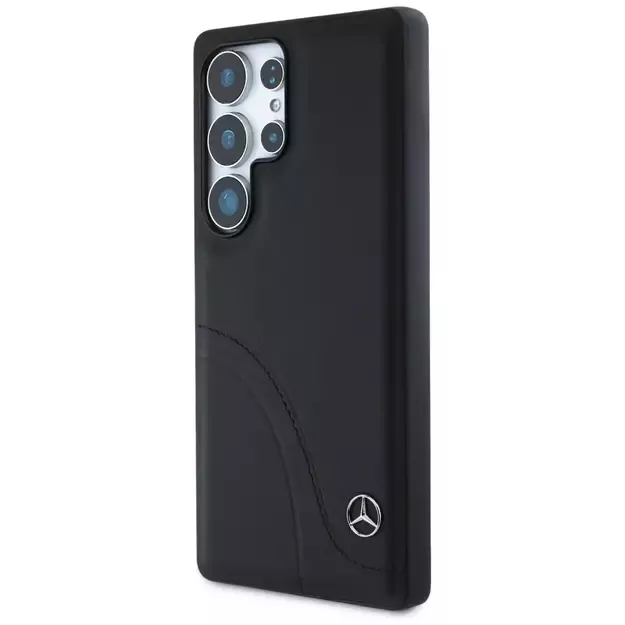 Mercedes Leather Curved Stitches Case for Samsung Galaxy S25 Ultra - Black 1