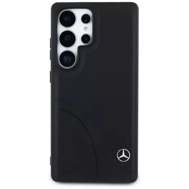 Mercedes Leather Curved Stitches Case for Samsung Galaxy S25 Ultra - Black 2