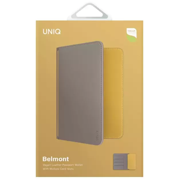 Uniq Belmont RFID Blocking Passport Case - Grey/Yellow 5