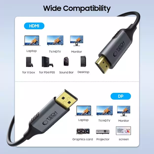 Tech-Protect UltraBoost DisplayPort / HDMI 2.0 Cable 4K 60Hz 2m - Black 5