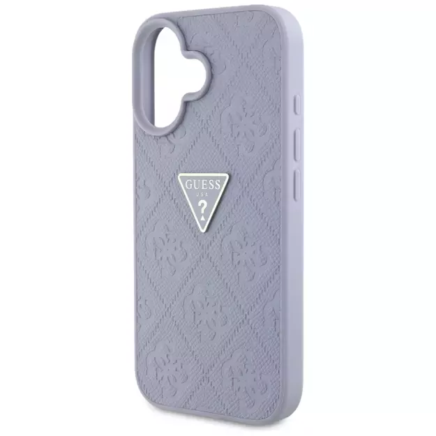 Guess Hot Stamp 4G Pattern Triangle Metal Logo iPhone 16 Case - Purple 10