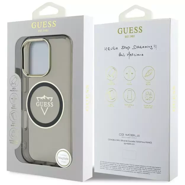 Guess IML Metal Mountain Logo MagSafe iPhone 16 Pro Max Case - Black 14