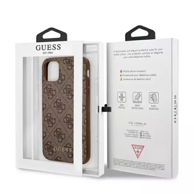 Guess 4G Metal Gold Logo Case for iPhone 11 / Xr 6.1&quot  - Brown 7