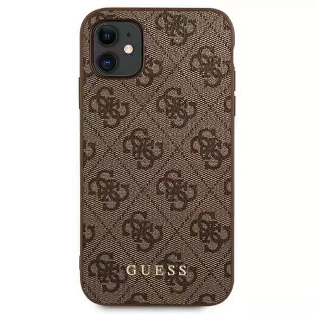Guess 4G Metal Gold Logo Case for iPhone 11 / Xr 6.1&quot  - Brown 2