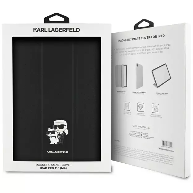 Karl Lagerfeld Saffiano Magnetic Karl &amp  Choupette iPad Pro 11&quot  2024 Book Cover Case - Black 14