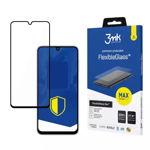 Hybrid glass 3mk FlexibleGlass Max Black for Samsung Galaxy M16 5G