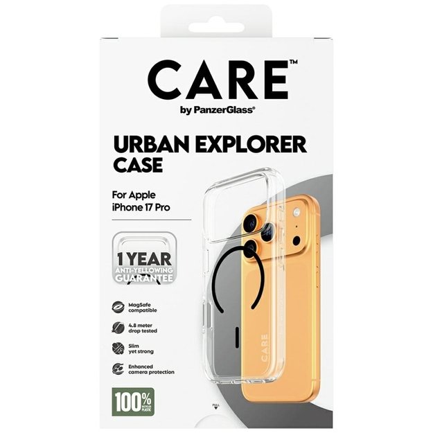 CARE by PanzerGlass Flagship Urban Explorer Case w. Black MagSafe for iPhone 17 Pro - Transparent 4