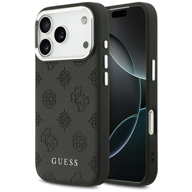 Guess Peony Hot Stamp Script MagSafe Case for iPhone 17 Pro - Black