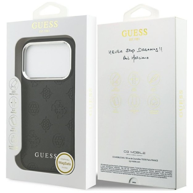 Guess Peony Hot Stamp Script MagSafe Case for iPhone 17 Pro - Black 7