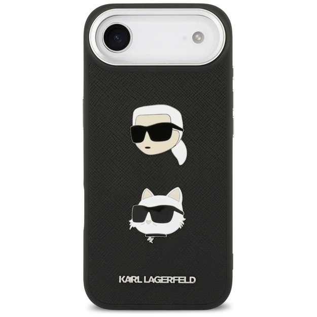 Karl Lagerfeld FW Grained Karl &amp  Choupette Heads Pins &amp  Logo iPhone Air Case - Black 2