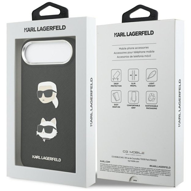 Karl Lagerfeld FW Grained Karl &amp  Choupette Heads Pins &amp  Logo iPhone Air Case - Black 7
