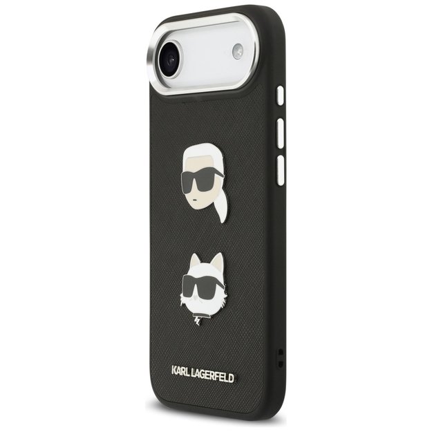 Karl Lagerfeld FW Grained Karl &amp  Choupette Heads Pins &amp  Logo iPhone Air Case - Black 1