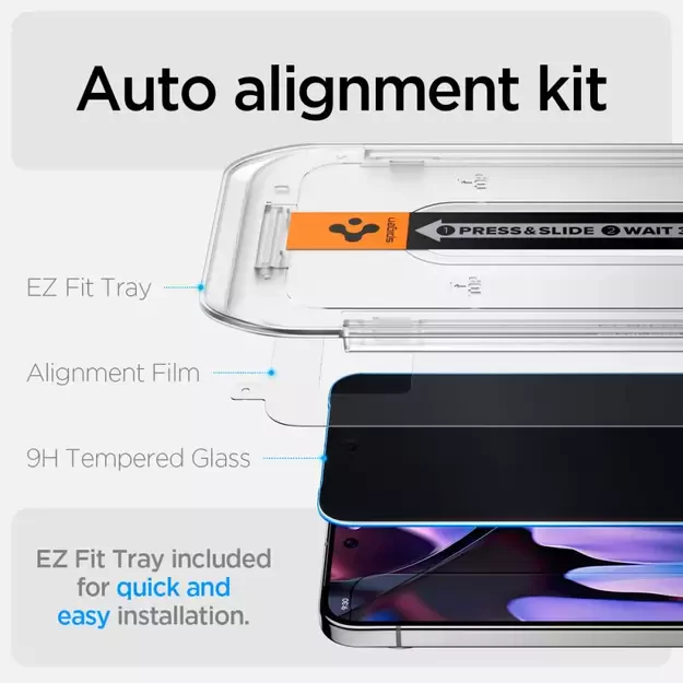 Spigen Glas.TR &quot Ez Fit&quot  Privacy HD 2-pack privacy glass for Google Pixel 9 / 9 Pro 11