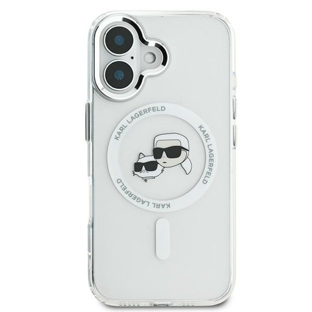 Karl Lagerfeld IML Metal Karl&amp Choupette Head MagSafe Case for iPhone 16 Plus - White 2