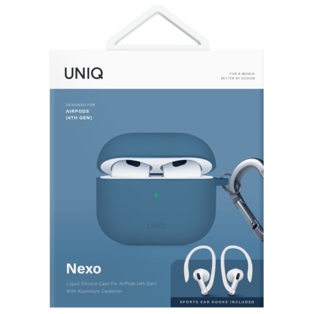 Uniq Nexo AirPods 4 + Ear Hooks Silicone case - blue 7