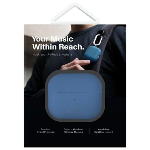 Uniq Nexo AirPods 4 + Ear Hooks Silicone case - blue 8