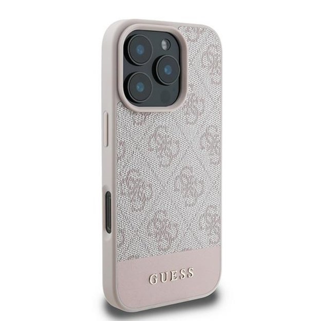Guess 4G Bottom Stripe Case for iPhone 16 Pro Max - Pink 3