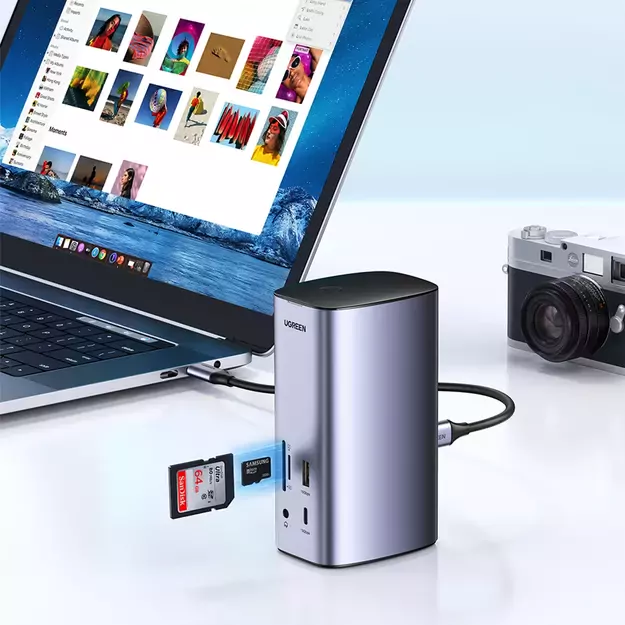 Ugreen Multifunction HUB 12in1 USB C USB HDMI DP RJ45 AUX SD TF gray (CM555) 11