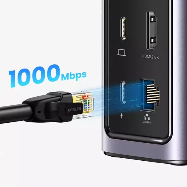 Ugreen Multifunction HUB 12in1 USB C USB HDMI DP RJ45 AUX SD TF gray (CM555) 6