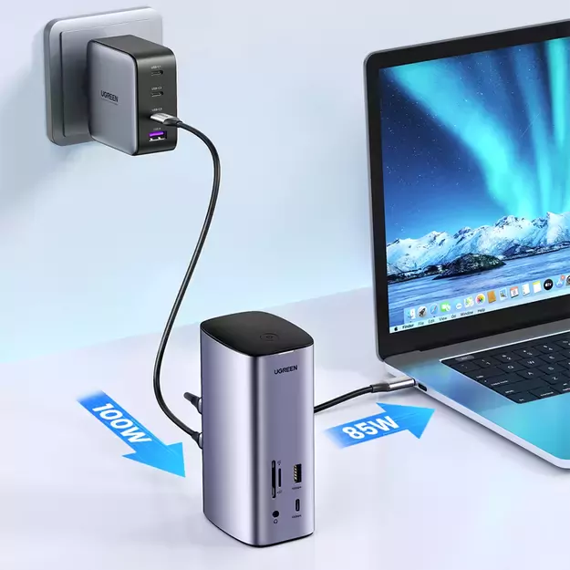 Ugreen Multifunction HUB 12in1 USB C USB HDMI DP RJ45 AUX SD TF gray (CM555) 7