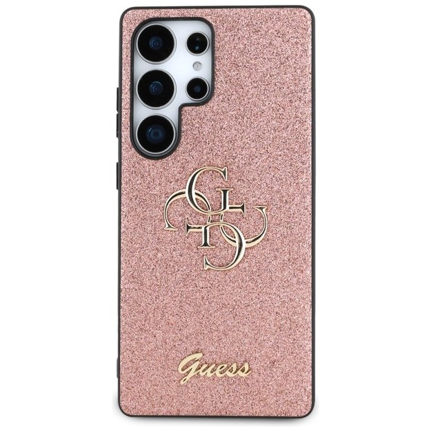 Guess Fixed Glitter Big 4G Metal Logo Case for Samsung Galaxy S25 Ultra Pink 2
