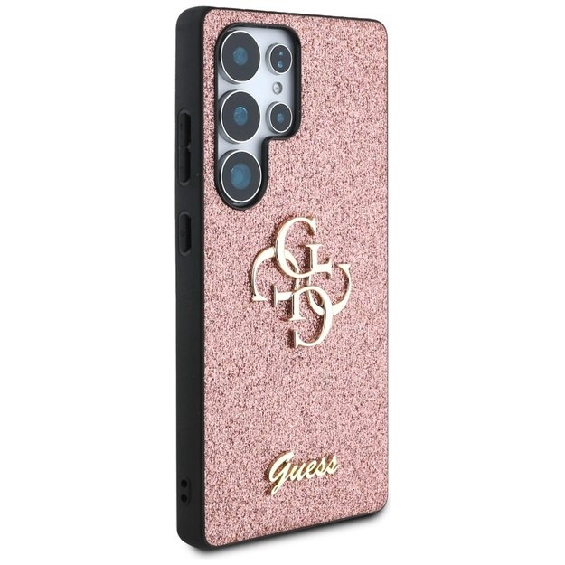 Guess Fixed Glitter Big 4G Metal Logo Case for Samsung Galaxy S25 Ultra Pink 3