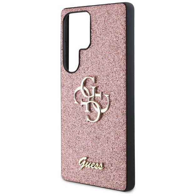 Guess Fixed Glitter Big 4G Metal Logo Case for Samsung Galaxy S25 Ultra Pink 5