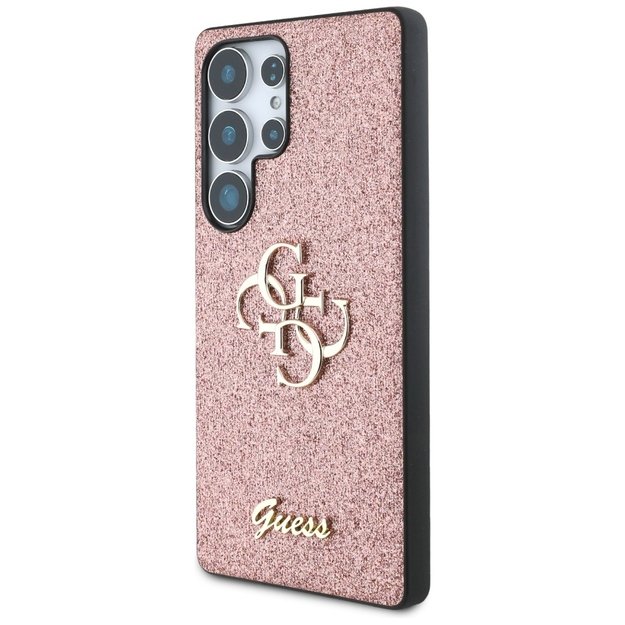 Guess Fixed Glitter Big 4G Metal Logo Case for Samsung Galaxy S25 Ultra Pink 1