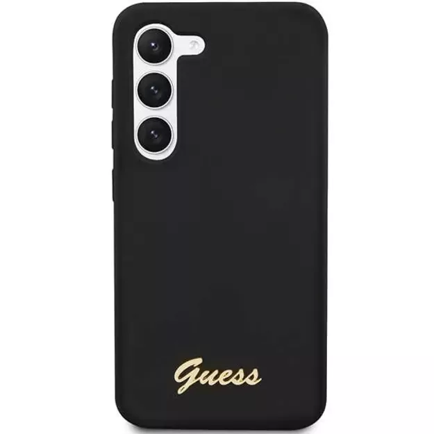 Guess GUHCS23MSLSMK S23+ S916 black/black hardcase Silicone Vintage Gold Logo 2