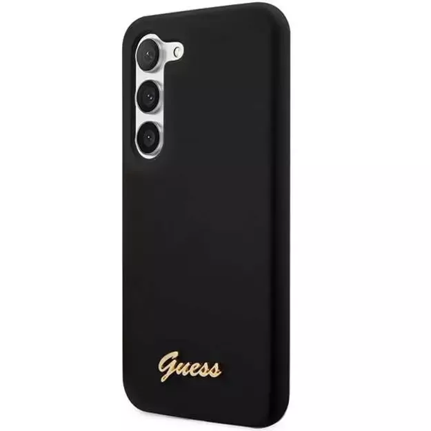 Guess GUHCS23MSLSMK S23+ S916 black/black hardcase Silicone Vintage Gold Logo 1