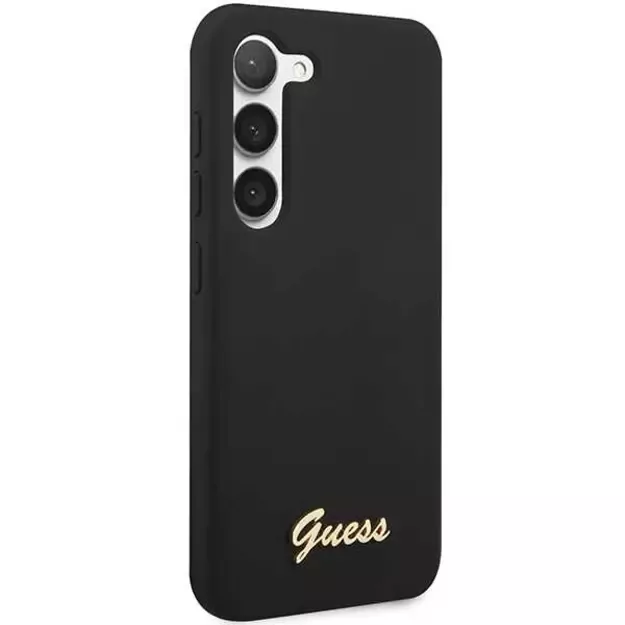 Guess GUHCS23MSLSMK S23+ S916 black/black hardcase Silicone Vintage Gold Logo 3