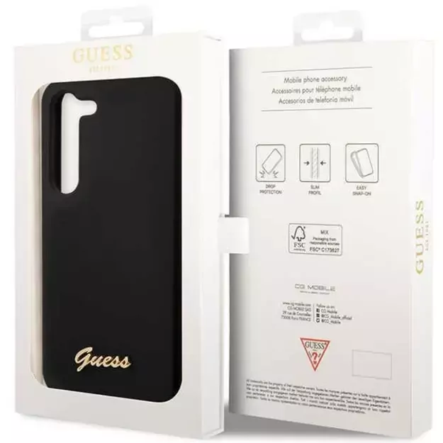 Guess GUHCS23MSLSMK S23+ S916 black/black hardcase Silicone Vintage Gold Logo 7