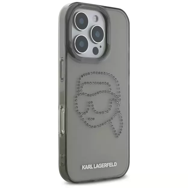 Karl Lagerfeld IML Rhinestones Karl Head Case for iPhone 16 Pro Black 10