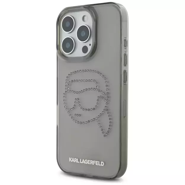 Karl Lagerfeld IML Rhinestones Karl Head Case for iPhone 16 Pro Black 8